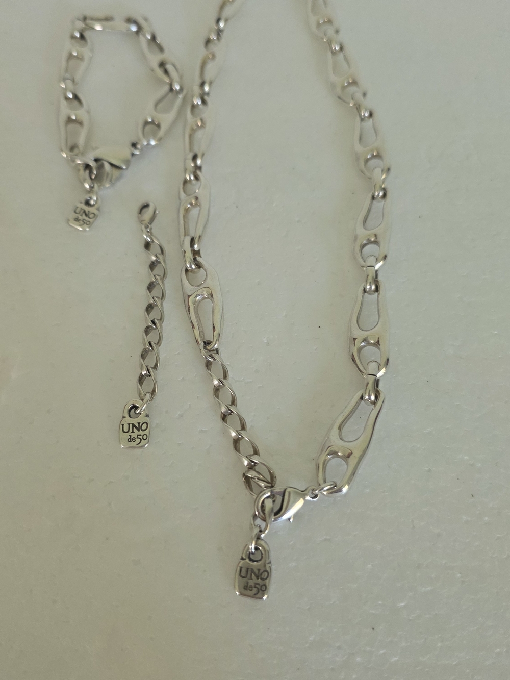 UNO de 50 Silver Tone Link Necklace and Bracelet Set - Silver